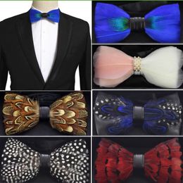 Feather bowtie 20 Colours 6.5X13.5cm bowknot X-mas men bow tie Valentine's Day Father's Day Christmas gift