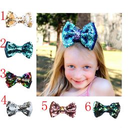 New Colorful Christmas Bling Hair Accessories Girls Gold Clips Sequins Casual Hair Clip Baby Girl Bows Valentine Bows Birthday Gifts A9180