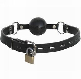 Bondage Harness Mouth Solid Ball Gag Breathable Genuine leather #R34