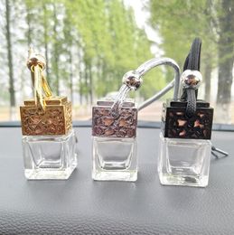 Car Pendant Square Shape Glass Car Perfume Bottles 6ml Empty Hanging Car Perfume Diffuser Bottle LX3772