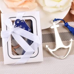 DHL Free Shipping Wedding Favours Gift Silver Nautical Themed Party Boat Anchor Beer Bottle Opener with Blue Tassel Party Decoration Supplies