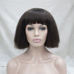 Synthetic Brown Women Lady Short Straight Hair Natural Full Wig Cospaly