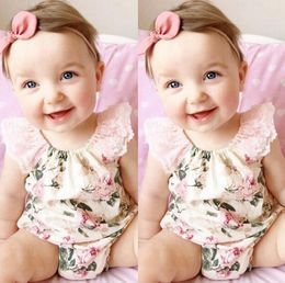 Toddler infant nweborn baby girls romper jumpsuit foral printing clothes 0-24M toddler summer lace cotton romper