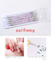 50sets/lot NEW 5pcs/set UV Gel Painting Drawing Nail Dot Point Dotting Pen Acrylic Caviar 2 Way Brush Manicure Tools new