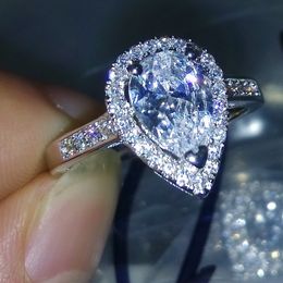 choucong Stunning Pear cut Diamonique Cz 925 Silver Wedding Band Ring Sz 5-10 Gift free shipping