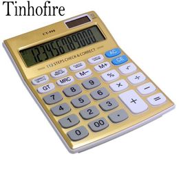 Tinhofire Gold 12 digits Office calculator computer Solar Calculator CT-990 Size 18.7 x 13.7cm