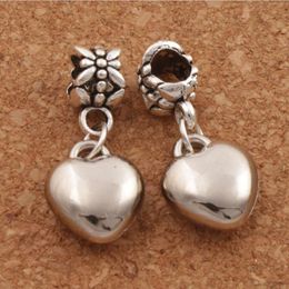 Loving Heart Alloy Big Hole Beads 100pcs lot New Antique Silver Fit European Charm Bracelet MIC307i