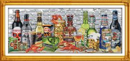 Enjoy your Wine home decor paintings ,Handmade Cross Stitch Embroidery Needlework sets counted print on canvas DMC 14CT /11CT
