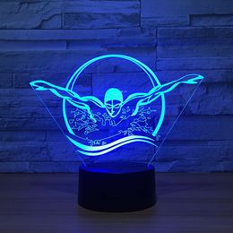 Visual 3D Swimming Night Light USB Colourful Visual LED Table Lamp Touch Sleep Light NEW Bedroom Sleeping Christmas Decoration#T56