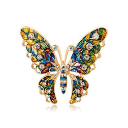 Multicolor Rhinrstone Butterfly Brooch 5.3*4.6cm Women Girls Suit Lapel Pin Jewellery Accessories for Gift Party with Fast Shipping