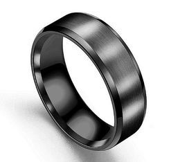 8 MM Width Stainless Steel Frosted Finger Rings for Men Silver Gold Black Engagement Wedding Ring Hip Hop Jewelry Punk Gifts