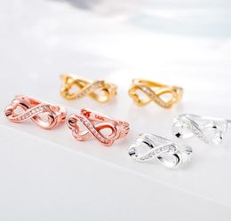 2018 new fashion girls Madam Earrings S925 silvery Gold Rose Gold Luxurious crystal Lucky 8 Earrings Ear buckle 3 Colour selection