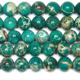 8mm Natural Stone Green Sea Sediment Turquoises Imperial Jaspers Round Loose Beads 6 8 10 12MM Pick Size