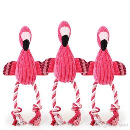 Pink Flamingo Shape Dog Chew Toy Plush Puppy Squeaky Sound Toys Interactive Enhance Feelings Pet Supplies 9 8tt ff