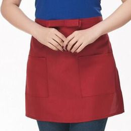 6 Colors Bar Pub Kitchen Cotton Bow Short Half Waist Apron Cafe Server Waiter Waitress Kitchen Little Tools