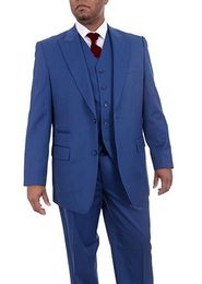 Latest Design Two Button Blue Groom Tuxedos Peak Lapel Groomsmen Best Man Mens Wedding Suits (Jacket+Pants+Vest+Tie) D:258