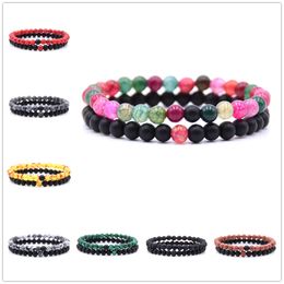 2pcs/set 6mm Natural Stone Mixing beads Bracelet men Bracelets & Bangles Jewellery men gifts pulseras Couple Lover Friendship