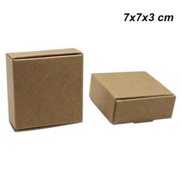 7x7x3 cm Brown 30 Pieces Kraft Paper Handmade Soap Pack Box for Jewelry Ornaments Card Board Party Gifts Arts Crafts Storage Packaging Boxes
