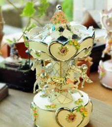 Merry go round, music box, eight sound box, sound control, seven colors, luminous, creative ornaments