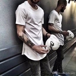 Mens big and tall Clothing designer citi trends Clothes T shirt homme Curved hem Tee plain white Extended tshirts Korean