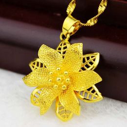 Flower Shaped Filigree Womens Pendant Necklace 18k Yellow Gold Filled Classic Beautiful Womens Jewellery Beautiful Gift