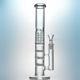 2018 New Arrival Glass Bongs Triple Comb Birdcage Perc Dab Oil Rigs Big Straight Tube Glass Water Pipes With 18mm Bowl Banger HR316