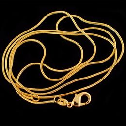 10pcs/lot Wholesale Fashion Gold Colour Necklace Chains,1.2mm Snake Chain Necklace 16"-30",Pick Length