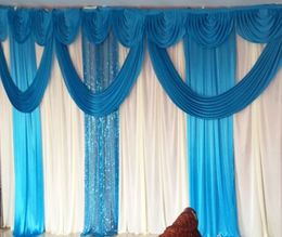 3mH x 6mW White Backdrop Blue Selling Drape Ice Silk Curtain Stage Decoration 1PCS Wedding Backdrop
