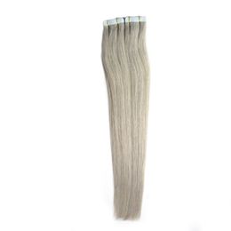 Tape In Human Hair Extensions 100g silver Grey hair extensions Invisible Skin Weft PU Tape On Hair Extensions