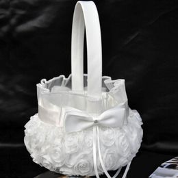 Wedding Ceremony Party Love Case Satin Bowknot & Rose Flower Girl Basket