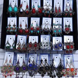 10 style 10 pairs high quality vintage Jewellery earrings Bohemia crystal gemstone Tassels long earrings women Sway about Hanging Earrings