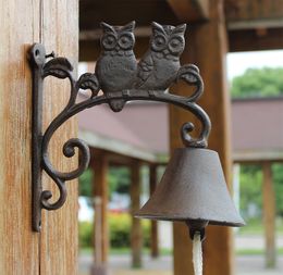 Antique Style Knocker Welcome Dinner Bell Home Decor Cast Iron Love Owls Wall Bracket Farm Patio BBQ Garden Door Porch Cabin Lodge Decoration Animal