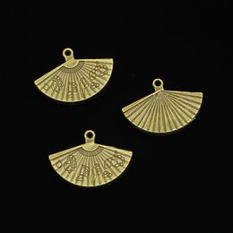 75pcs Zinc Alloy Charms Antique Bronze Plated asian fan Charms for Jewelry Making DIY Handmade Pendants 17*24mm