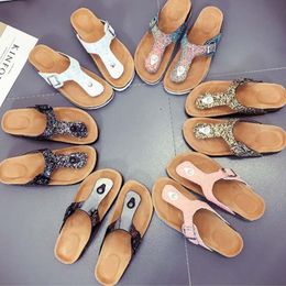 30pairs Hot summer Women flats sandals Cork slippers unisex casual shoes print mixed colors size 35-44