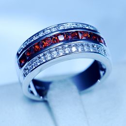 3 Colors Fashion Jewelry Male ring 5A Zircon Cz white gold filled Party Wedding Band Ring for Men Women Top quality