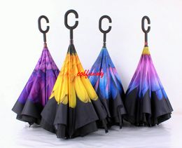 10pcs/lot Fast Shipping car reverse umbrella sunny and rainy umbrella double layer parasol straight pole umbrella F053103