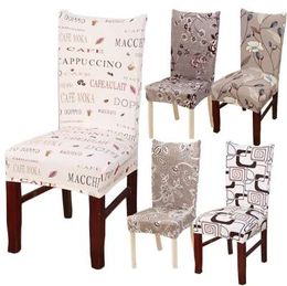 Hyha Floral Print Letter Dining Chair Cover Spandex Elastic Anti-dirty Slipcovers Stretch Removable Hotel Banquet Seat Case