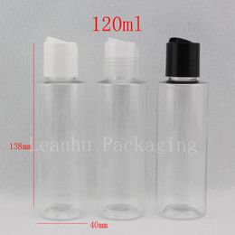 120ml empty transparent lotion cream plastic cosmetics packing bottle with disc top cap,4 OZ PET bottle for essential oil lotion