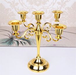 centerpieces wholesale Australia - New Metal Candle Holders 5-arms 3-arms Candle Stand Wedding Decoration Candelabra Centerpiece Candlestick Silver Gold Black Bronze 4 Colors