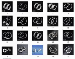mescolare 20 stile 20 paia / lotto gioielli in argento 925 donne affascinanti ragazze ovale rotondo iperbole grande anello orecchio orecchini a cerchio pendenti