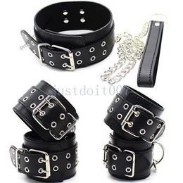 Bondage Slave Restraints handcuffs Wrist Hand Cuffs Ankle Neck Collar Leash Fetish Gift #R98