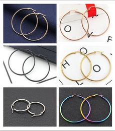 2018 new Gold silvery black Rose Gold Seven color Exaggerated large Ear hoop Earrings Titanium steel Ear buckle 30mm/40mm