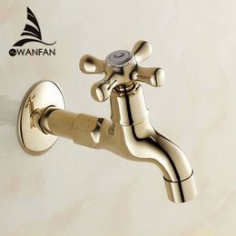 Bibcocks Faucet Golden Wall Mount Outdoor Garden Tap Laundry Washing Machine Small Taps Bathroom Mop Pool Cold Water Tap 8208