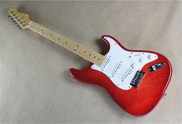 Electric Guitar Red body with write Pickguard,Maple Fretboard chrome Hardwares,offering customized services