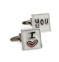 Silver Red Heart I Love You My Wife Fashion Wedding Cufflink Cuff Link 10 Pairs Big Promotion Best Man Groom Groomsman Bride