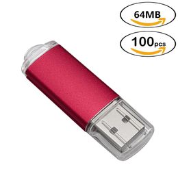 Red Bulk 100pcs Rectangle USB 2.0 Flash Drives 64MB Flash Pen Drive High Speed 64MB Thumb Memory Stick Storage for Computer Laptop Tablet