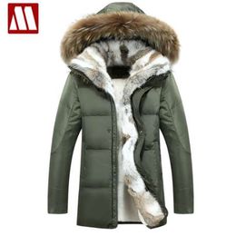 MYDBSH Thick Warm Winter Jacket Parkas Men Casual Fur Collar Hood Military Overcoat Windproof White Duck Down Coat Plue size 5XL