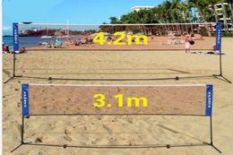 Portable Quickstart Tennis Badminton Net System Indoor Outdoor Sports Volleyball Training Square Mesh Net Blue 3M/4M/5M/6M
