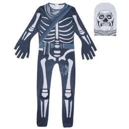 Boys Ghost Skull Skeleton Jumpsuit Cosplay Costumes Party Halloween kids Bodysuit Mask Fancy Dress Children's Halloween Props2248
