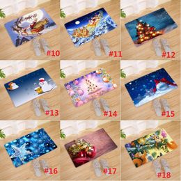 Christmas Doormat Entrance Santa Claus Tree Snowman Mat Carpet Rugs Anti-slip Flannel Bathmat Kitchen Floor Mat